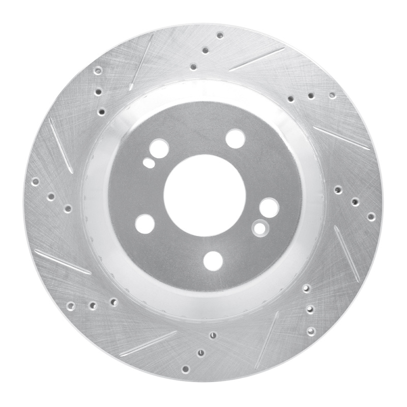 Mercedes-Benz S550 Brake Rotor (1) - Rear Left - R1 Concepts - Drilled & Slotted - Silver - `15-`21
